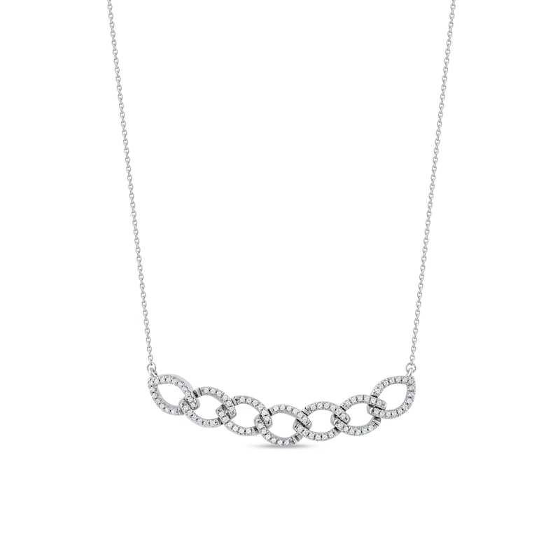 0.25 CT. T.W. Diamond Open Marquise-Shaped Linked Chain Necklace in Sterling Silver|Peoples Jewellers