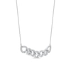 Thumbnail Image 1 of 0.25 CT. T.W. Diamond Open Marquise-Shaped Linked Chain Necklace in Sterling Silver