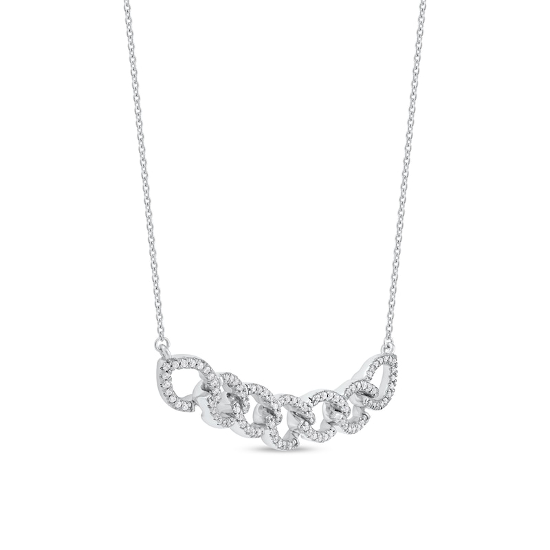 0.25 CT. T.W. Diamond Open Marquise-Shaped Linked Chain Necklace in Sterling Silver