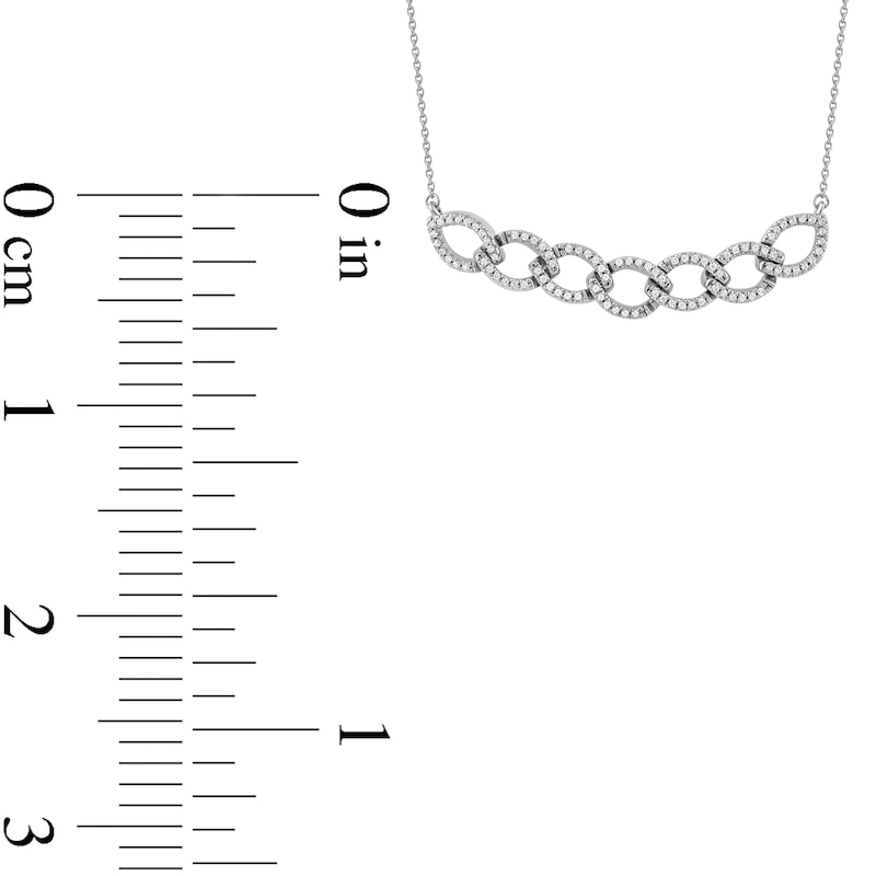 0.25 CT. T.W. Diamond Open Marquise-Shaped Linked Chain Necklace in Sterling Silver