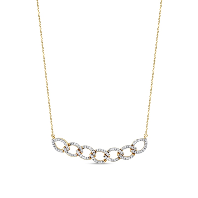 0.25 CT. T.W. Diamond Open Marquise-Shaped Linked Chain Necklace in Sterling Silver with 14K Gold Plate|Peoples Jewellers