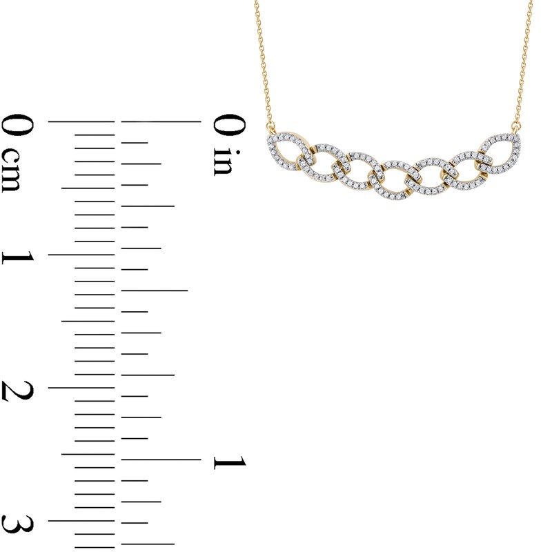 0.25 CT. T.W. Diamond Open Marquise-Shaped Linked Chain Necklace in Sterling Silver with 14K Gold Plate