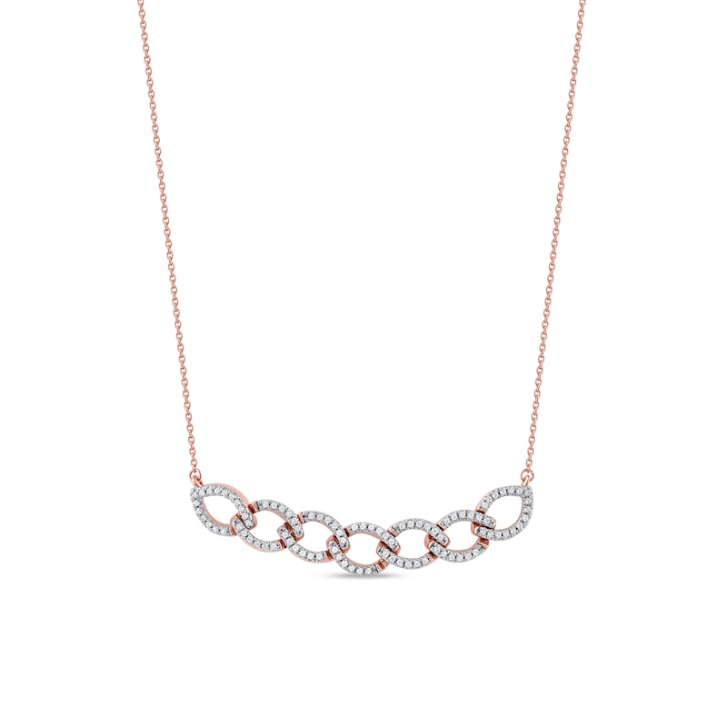 0.25 CT. T.W. Diamond Open Marquise-Shaped Linked Chain Necklace in Sterling Silver with 14K Rose Gold Plate|Peoples Jewellers