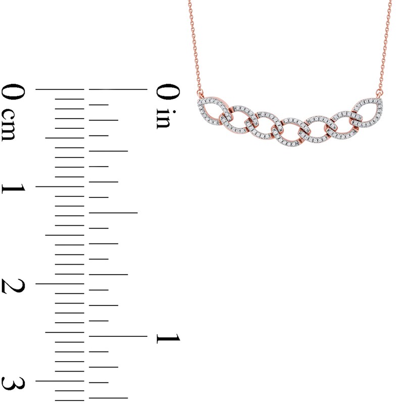 0.25 CT. T.W. Diamond Open Marquise-Shaped Linked Chain Necklace in Sterling Silver with 14K Rose Gold Plate