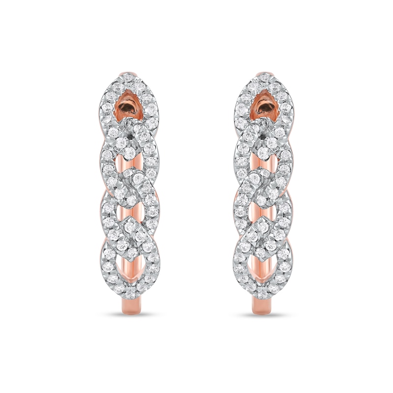 0.25 CT. T.W. Diamond Multi-Link U-Hoop Earrings in 10K Rose Gold