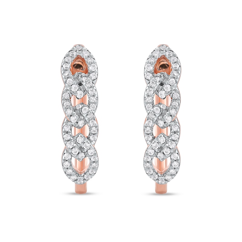 0.25 CT. T.W. Diamond Multi-Link U-Hoop Earrings in 10K Rose Gold