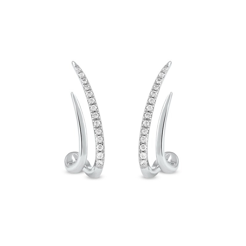 0.20 CT. T.W. Diamond Double Spike J-Hoop Earrings in 10K Gold