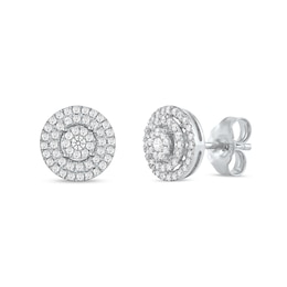 0.25 CT. T.W. Multi-Diamond Double Frame Stud Earrings in 10K White Gold