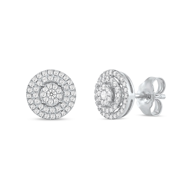 0.25 CT. T.W. Multi-Diamond Double Frame Stud Earrings in 10K Gold|Peoples Jewellers