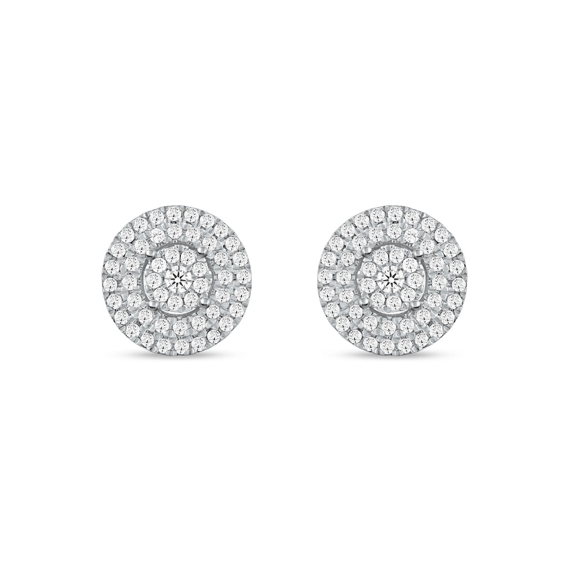 0.25 CT. T.W. Multi-Diamond Double Frame Stud Earrings in 10K Gold|Peoples Jewellers