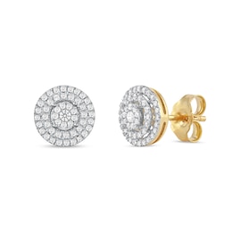 0.25 CT. T.W. Multi-Diamond Double Frame Stud Earrings in 10K Gold