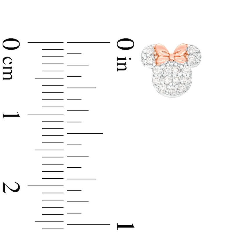 Main Image 2 of Child's Cubic Zirconia Minnie Mouse and Heart Cluster Stud Earrings Set in Sterling Silver and 18K Rose Gold Plate