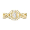 Thumbnail Image 4 of 0.58 CT. T.W. Emerald-Cut Diamond Double Frame Twist Shank Bridal Set in 10K Gold