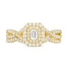 Thumbnail Image 3 of 0.58 CT. T.W. Emerald-Cut Diamond Double Frame Twist Shank Bridal Set in 10K Gold