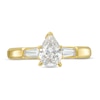 Thumbnail Image 3 of 1.33 CT. T.W. Certified Pear-Shaped Lab-Created Diamond Three Stone Engagement Ring in 14K Gold (F/VS2)