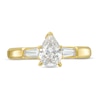 1.33 CT. T.W. Certified Pear-Shaped Lab-Created Diamond Three Stone Engagement Ring in 14K Gold (F/VS2)