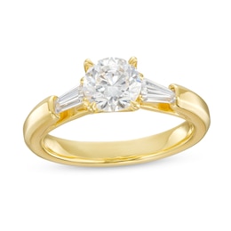 1.33 CT. T.W. Certified Lab-Created Diamond Three Stone Engagement Ring in 14K Gold (F/VS2)