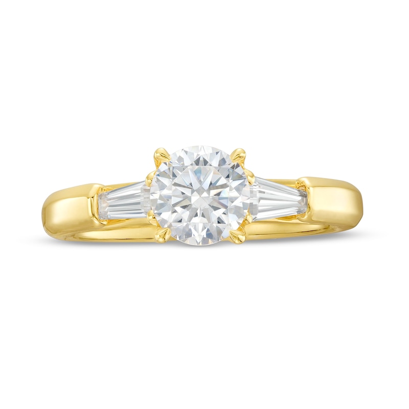 1.33 CT. T.W. Certified Lab-Created Diamond Three Stone Engagement Ring in 14K Gold (F/VS2)