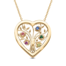 Mother's Gemstone Family Tree Heart Pendant (2-6 Stones)