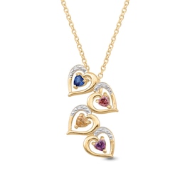 Mother's Gemstone Multi-Heart Pendant (4 Stones)