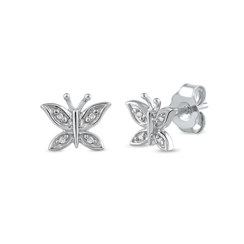 Diamond Accent Butterfly Stud Earrings in 10K White Gold|Peoples Jewellers