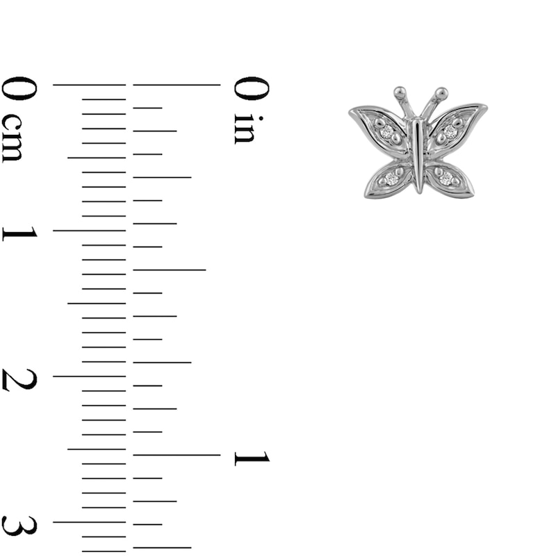 Main Image 3 of Diamond Accent Butterfly Stud Earrings in 10K White Gold