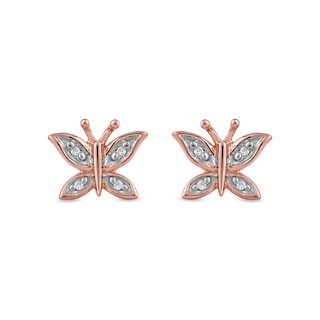 Diamond Accent Butterfly Stud Earrings in 10K Rose Gold