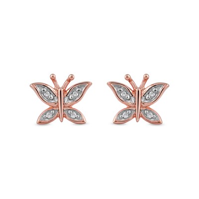 Diamond Accent Butterfly Stud Earrings in 10K Rose Gold
