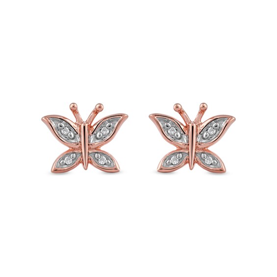 Diamond Accent Butterfly Stud Earrings in 10K Rose Gold