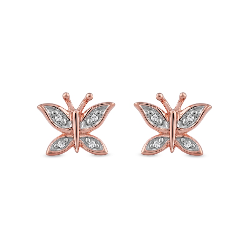Main Image 2 of Diamond Accent Butterfly Stud Earrings in 10K Rose Gold