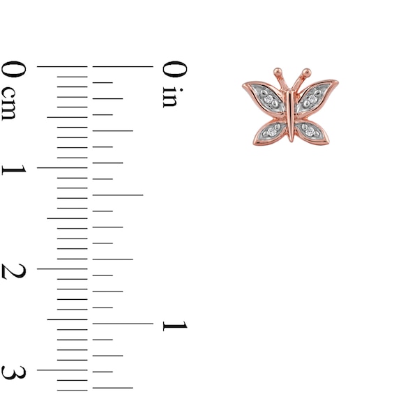 Diamond Accent Butterfly Stud Earrings in 10K Rose Gold