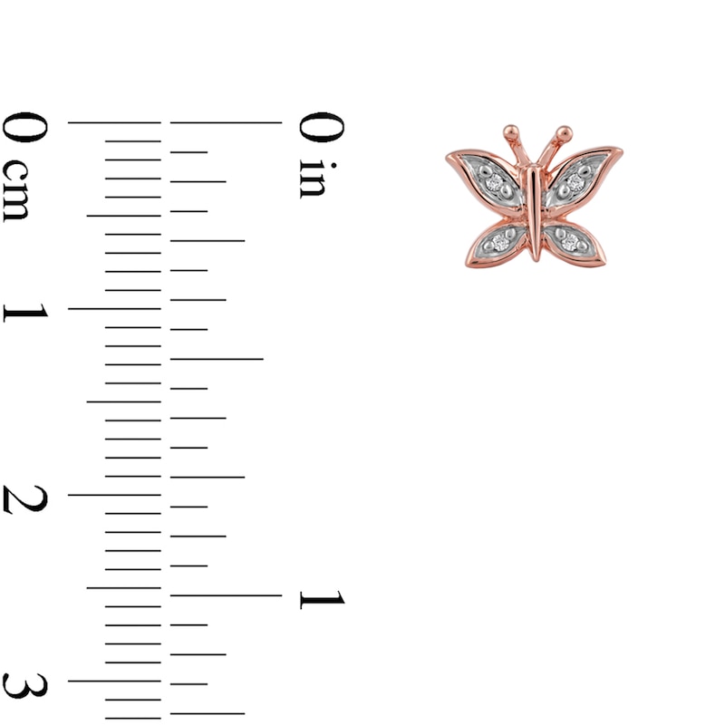 Main Image 3 of Diamond Accent Butterfly Stud Earrings in 10K Rose Gold