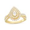 Thumbnail Image 0 of 0.95 CT. T.W. Pear-Shaped Diamond Double Frame Engagement Ring in 10K Gold (I/I2)