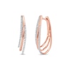 Thumbnail Image 1 of 0.25 CT. T.W. Diamond Triple Layer Oval Hoop Earrings in 10K Rose Gold