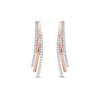 Thumbnail Image 2 of 0.25 CT. T.W. Diamond Triple Layer Oval Hoop Earrings in 10K Rose Gold
