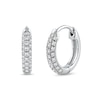 Thumbnail Image 1 of 0.15 CT. T.W. Diamond Triple Row Hoop Earrings in 10K White Gold