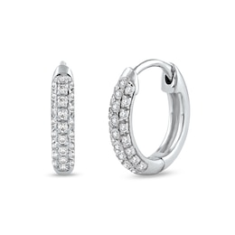 0.15 CT. T.W. Diamond Triple Row Hoop Earrings in 10K White Gold