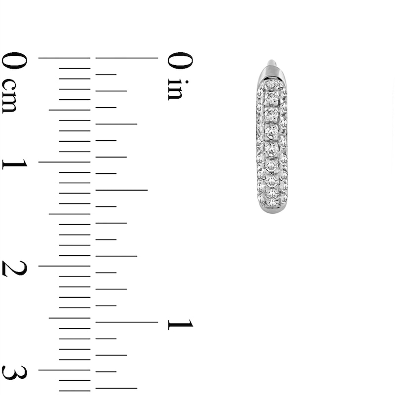 Main Image 3 of 0.15 CT. T.W. Diamond Triple Row Hoop Earrings in 10K White Gold