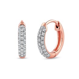 0.15 CT. T.W. Diamond Triple Row Hoop Earrings in 10K Rose Gold