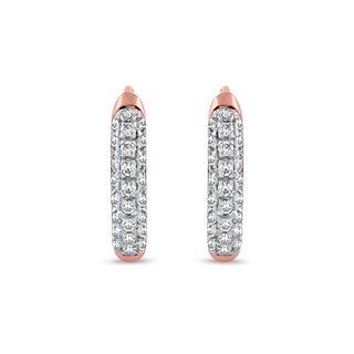0.15 CT. T.W. Diamond Triple Row Hoop Earrings in 10K Rose Gold