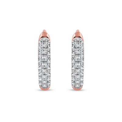 0.15 CT. T.W. Diamond Triple Row Hoop Earrings in 10K Rose Gold