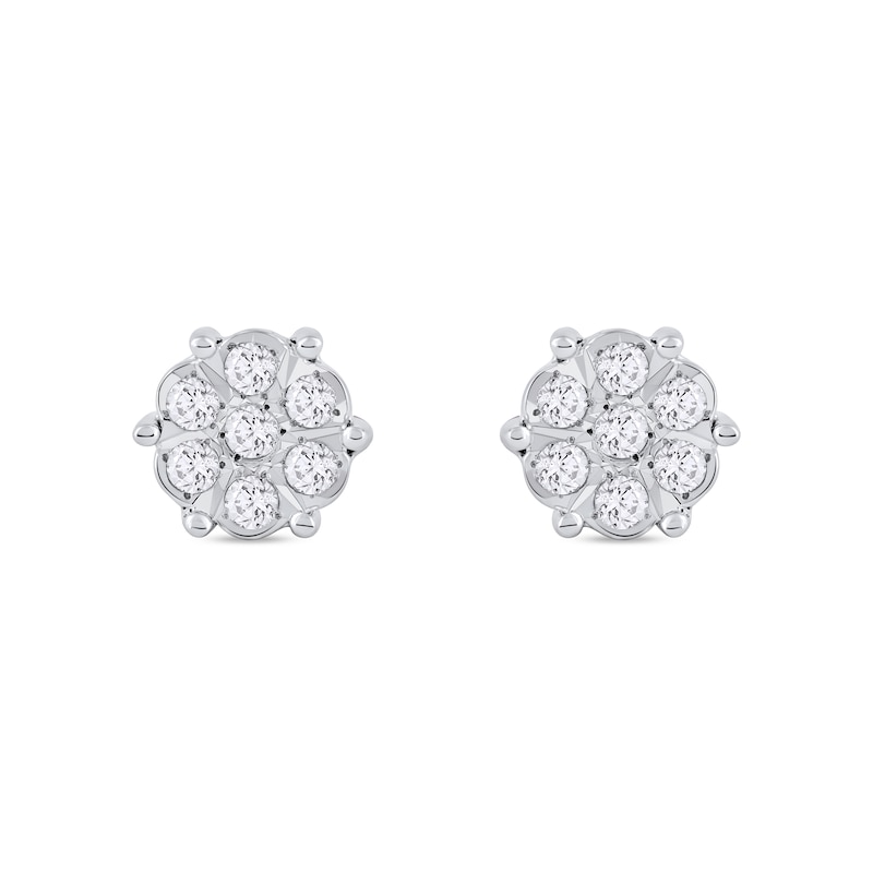Main Image 2 of 0.11 CT. T.W. Diamond Honeycomb Stud Earrings in 10K White Gold