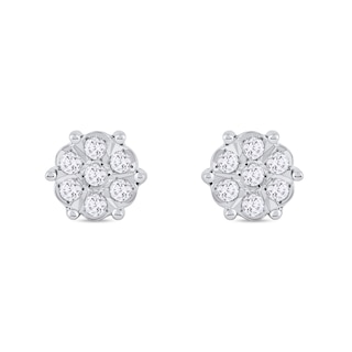 0.11 CT. T.W. Diamond Flower Stud Earrings in 10K Gold