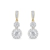 Thumbnail Image 2 of 0.75 CT. T.W. Diamond Double Circle Frame Drop Earrings in 10K Gold