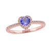 Thumbnail Image 1 of 5.0mm Heart-Shaped Tanzanite and 0.12 CT. T.W. Diamond Frame Engagement Ring in 10K Rose Gold