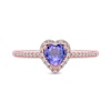 Thumbnail Image 2 of 5.0mm Heart-Shaped Tanzanite and 0.12 CT. T.W. Diamond Frame Engagement Ring in 10K Rose Gold