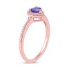 Thumbnail Image 3 of 5.0mm Heart-Shaped Tanzanite and 0.12 CT. T.W. Diamond Frame Engagement Ring in 10K Rose Gold