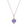 Thumbnail Image 0 of 5.0mm Heart-Shaped Tanzanite and 0.10 CT. T.W. Diamond Frame Pendant in 10K Rose Gold