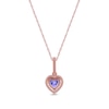 Thumbnail Image 2 of 5.0mm Heart-Shaped Tanzanite and 0.10 CT. T.W. Diamond Frame Pendant in 10K Rose Gold