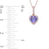 5.0mm Heart-Shaped Tanzanite and 0.10 CT. T.W. Diamond Frame Pendant in 10K Rose Gold